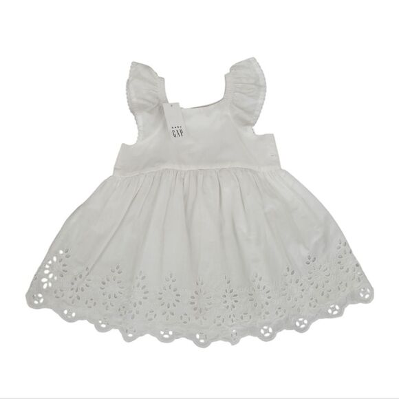 Baby Gap White Eyelet Dress / Blouse Cotton Girls Infant Size 6-12mo - Picture 1 of 15